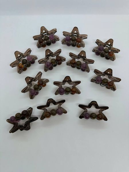 Краб для волосся, коричневий, глянц, ЗІРКА, 6,5 см, 12 шт NS-0000959 фото