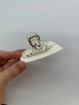 Краб металічний, срібний, пів метелика, біле каміння, 6,5 см, шт. NS0000718 фото