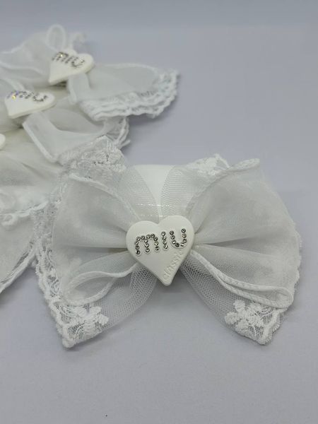 Бантики білі на лапці MIU ( уп. 12 шт ) бант 11 см NS-0001633 фото