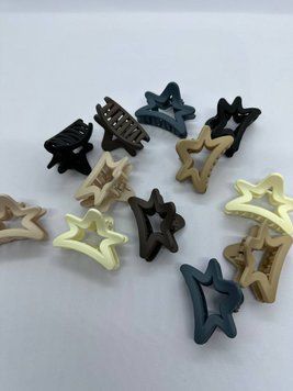 Краби для волосся зірочки, матові ( 6 кольорів * 2 шт) 4 см, 12 шт NS-0000857 фото